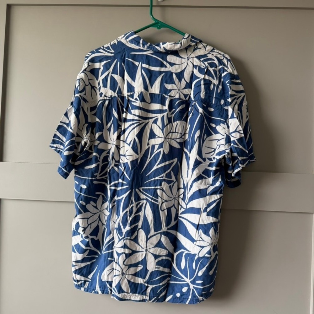 Kalaheo Hawaiian Shirt Mens XL Blue White Tropical Floral Short Sleeve Button Up